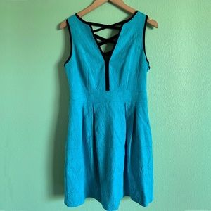 Nanette Lepore blue dress with black trim size 6